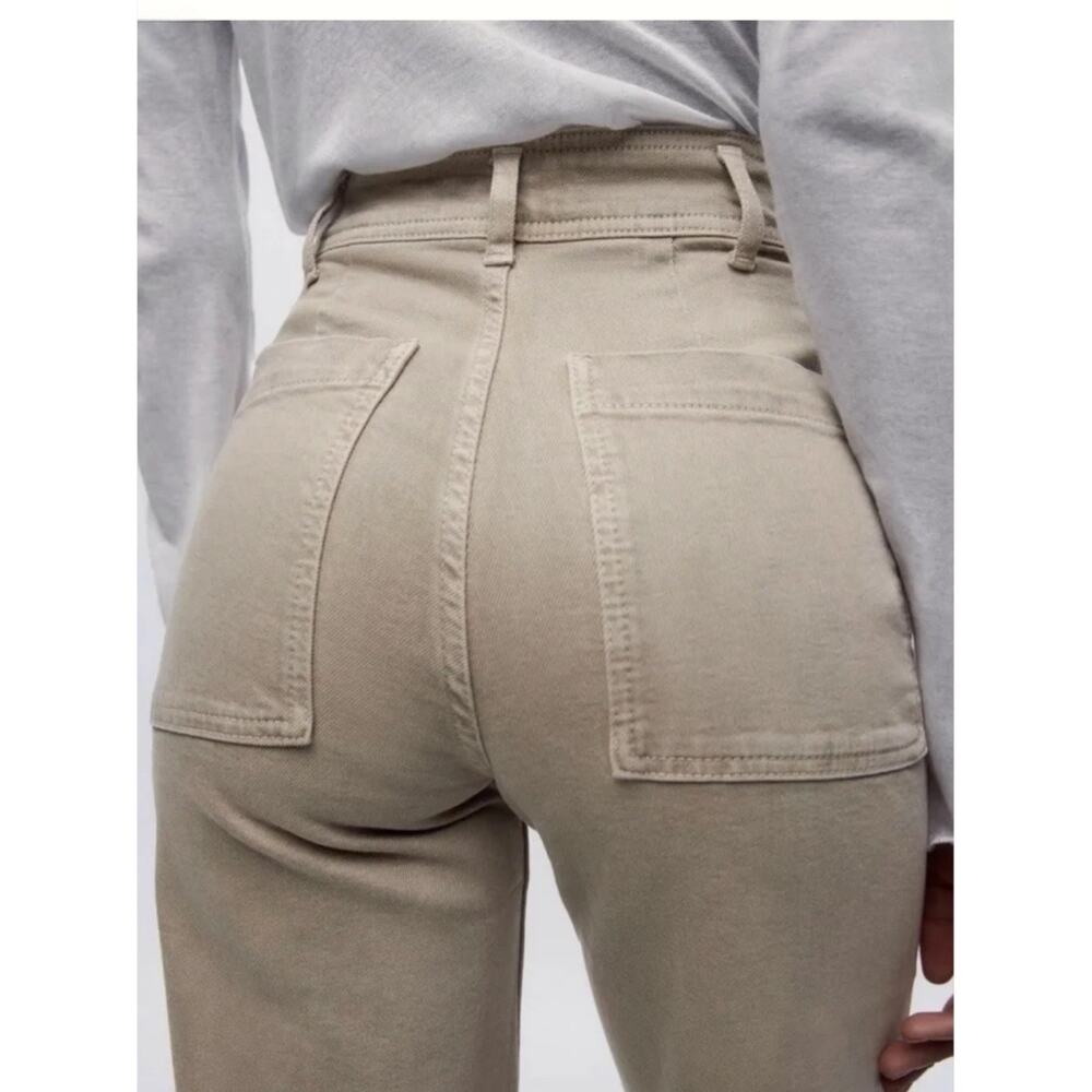 Zara High Rise Wide Leg Jeans Size 6, Tan Khaki - Picture 4 of 10
